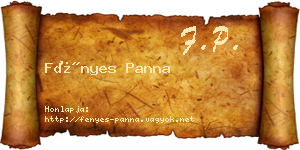 Fényes Panna névjegykártya
